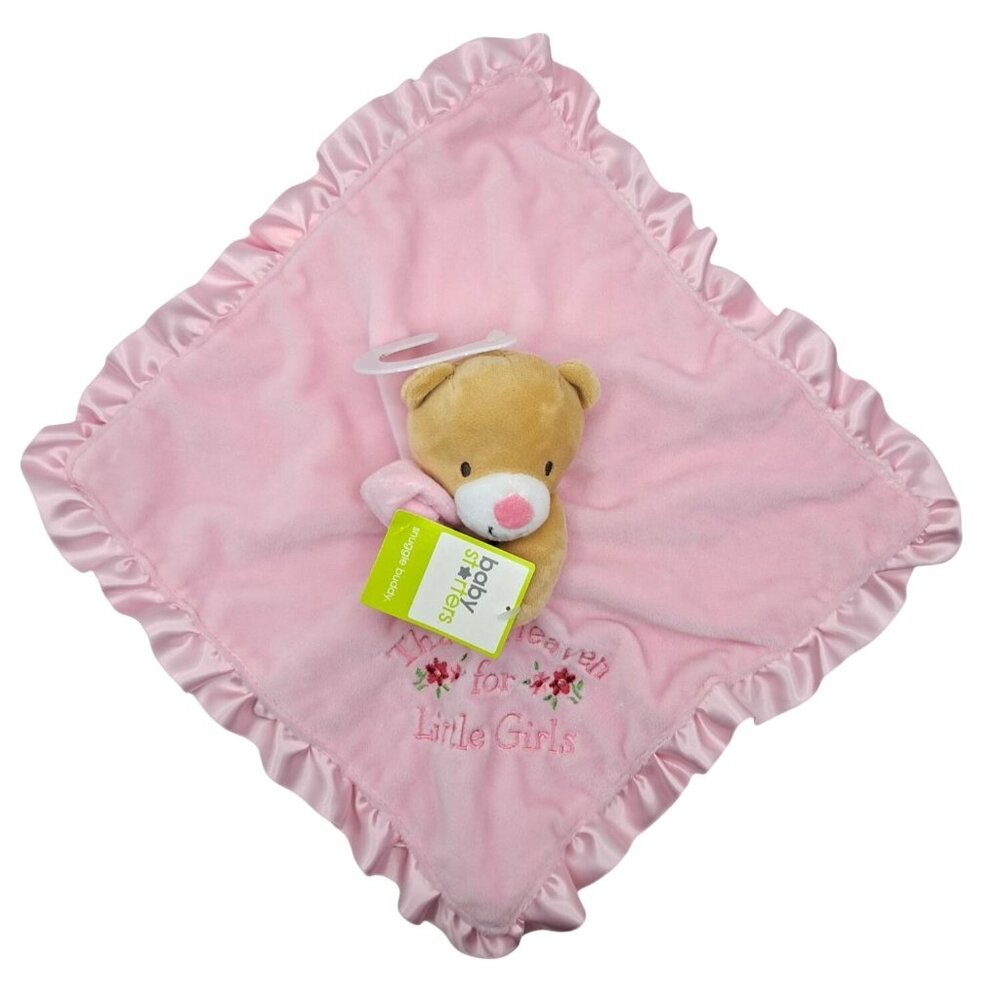 Baby Starters Pink Bear Snuggle Buddy Blanket Rattle With Satin Trim & Embroider